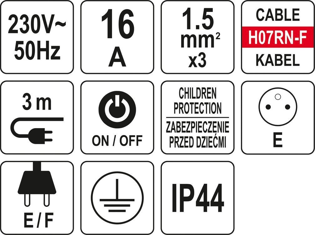 Elektrinis ilgintuvas | 4 lizdai | su jungikliu ir dangteliais 1.5 mm² | 3 m (YT-81241)