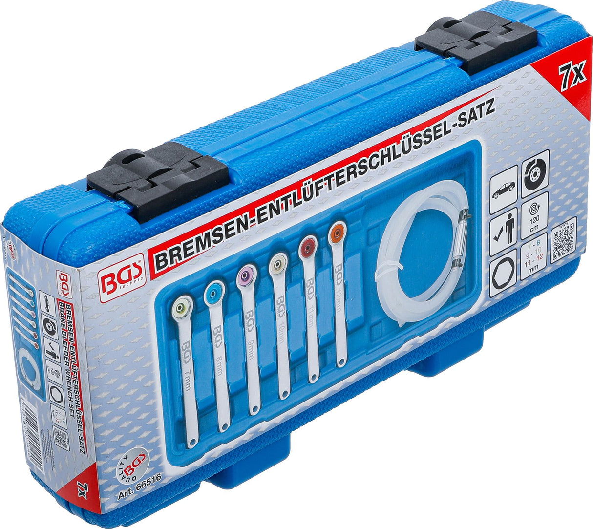 Stabdžių nuorinimo veržliarakčių rinkinys | 7 - 8 - 9 - 10 - 11 - 12 mm | 7 vnt. (66516)