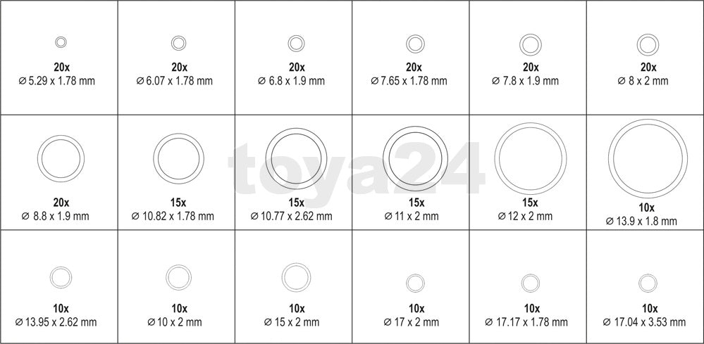 Manžetų rinkinys kondicionieriams | HNBR | 270 vnt. (YT-06879)