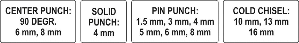 Išmušėjų komplektas | 12 vnt. (YT-4714)