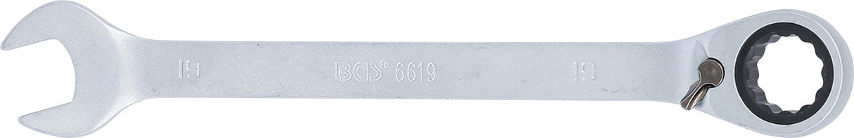 Kombinuotas raktas su terkšle | su reversu | 19 mm (6619)