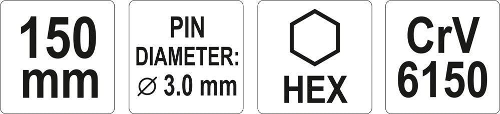 Išmušėjas / punšas | CrV615 | 3x150 mm (YT-47142)