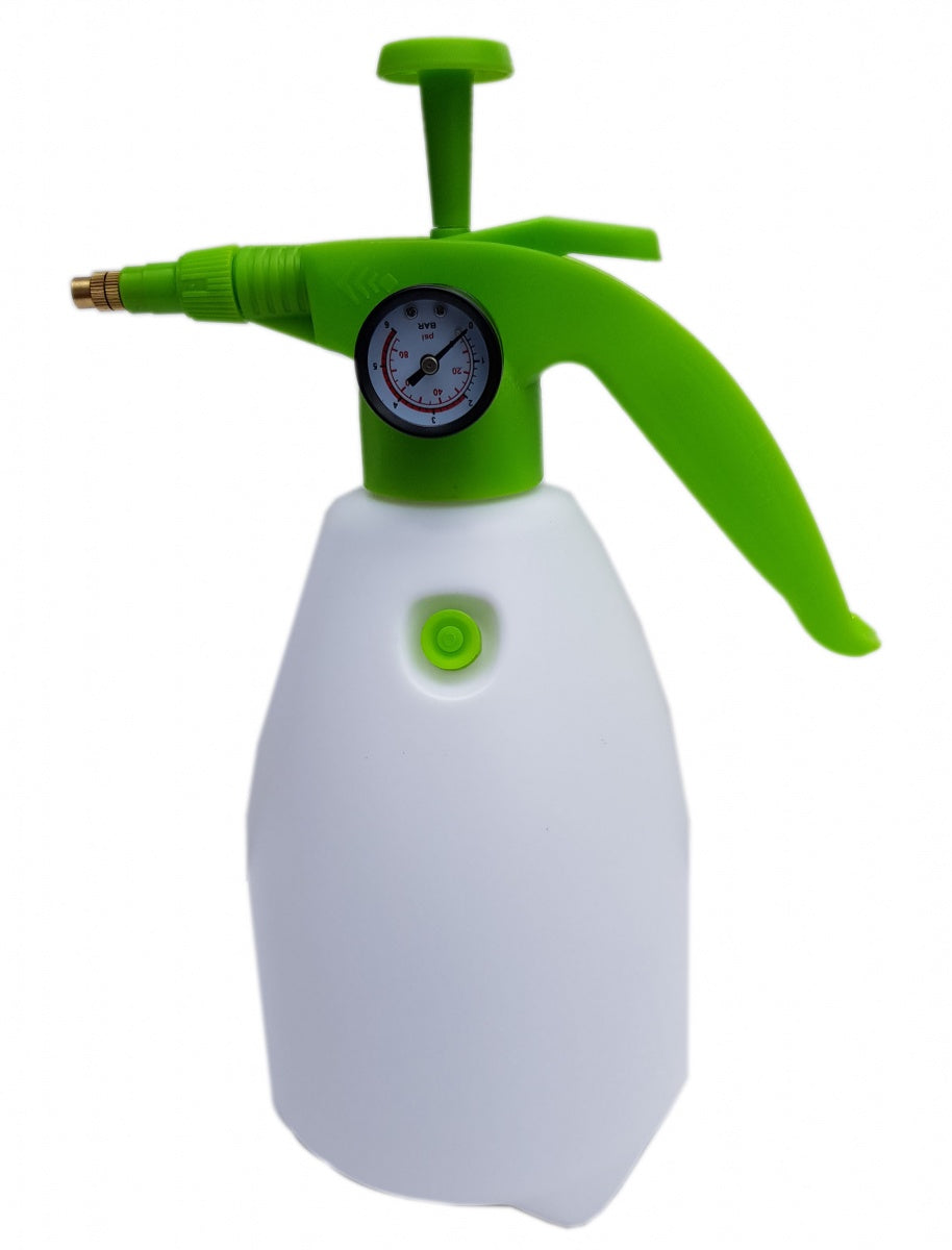 Rankinis purkštuvas su manometru | vožtuvas | plieninė pompa | 2 L (PS02G)