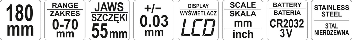 Slankmatis stabdžių diskams | skaitmeninis | 0-70 mm (YT-72093)