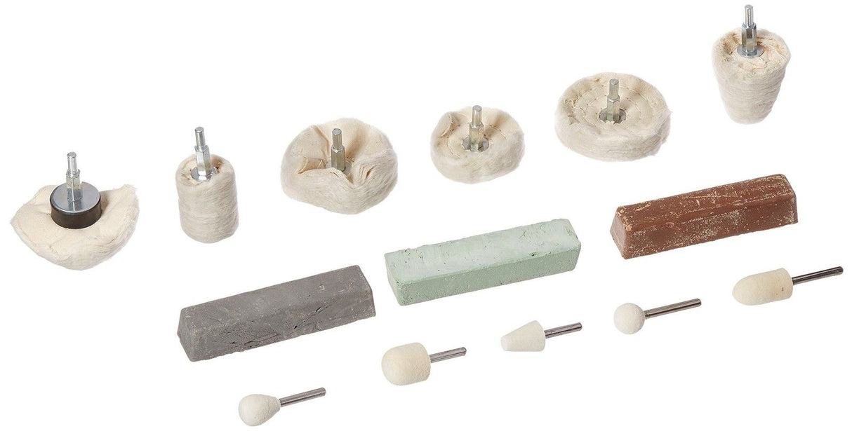 Poliravimo antgalių rinkinys | su pasta | 14 vnt. (AP14S)