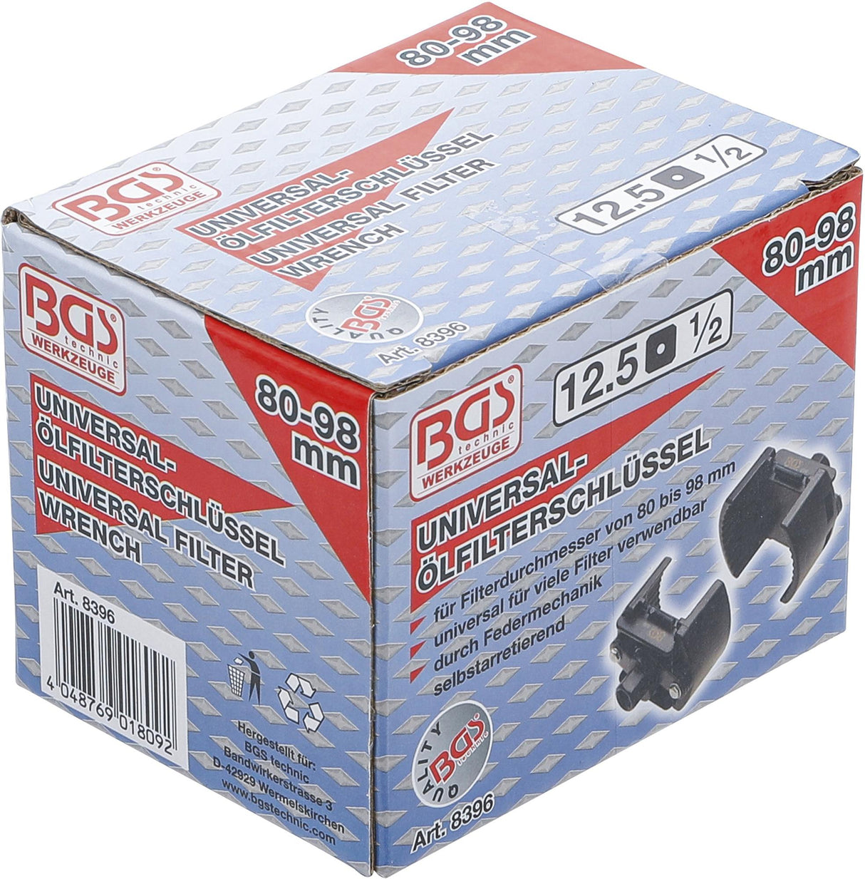Universalus filtro raktas | 12,5 mm (1/2") | Ø 80 - 98 mm (8396)
