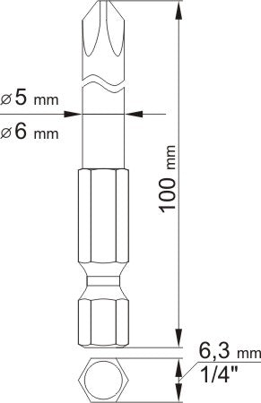 Antgaliai kryžminiai 1/4", 2vnt, : PH1X100MM; PH2X100MM (YT-0488)