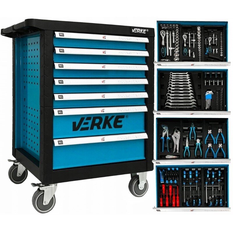 Įrankių spintelė ant ratukų | su įrankiais | 7 stalčiai (H7005)