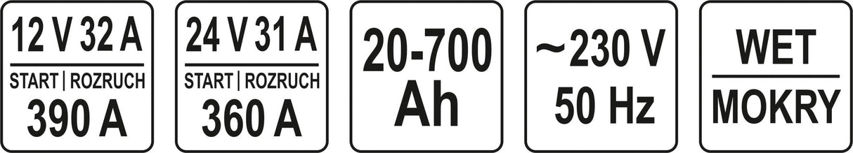 Įkroviklis su paleidėju | 50A /340A / 800Ah (YT-83061)