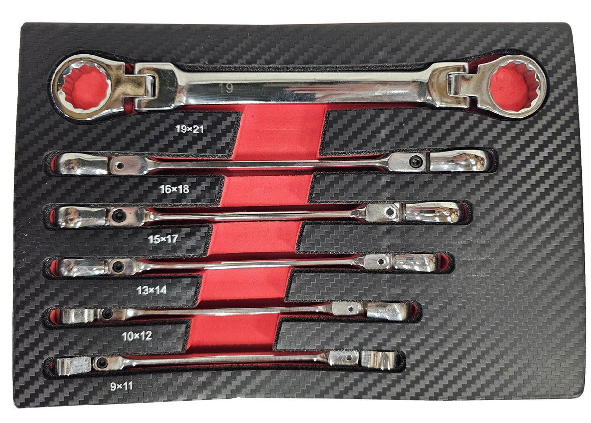 Kilpinių dvipusių raktų rinkinys | šarnyriniai | 9 - 21 mm | 6 vnt. (FDS6)