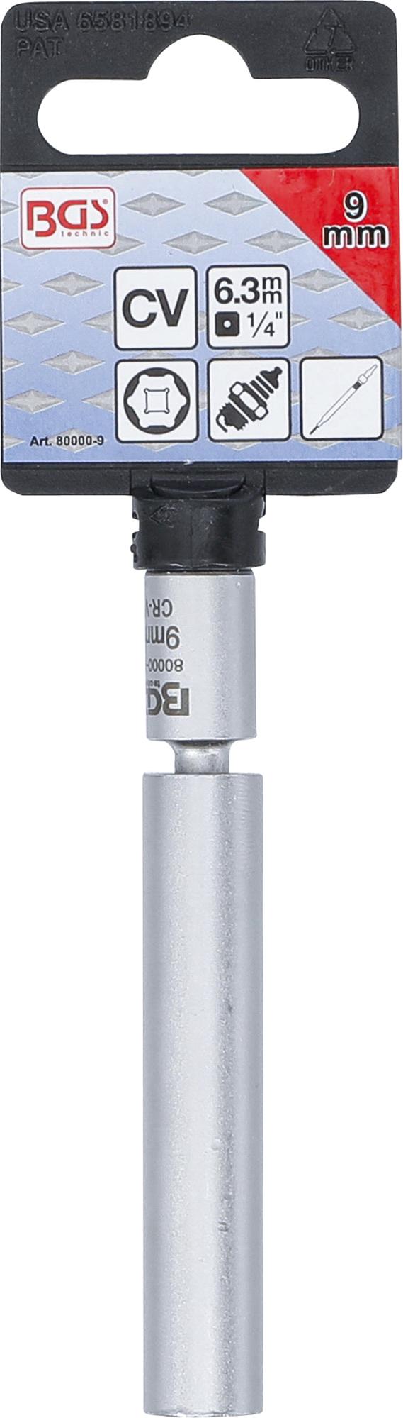 Galvutė kaitinimo ir uždegimo žvakėms | šarnyrinė | 6.3 mm (1/4") | 9 mm (80000-9)