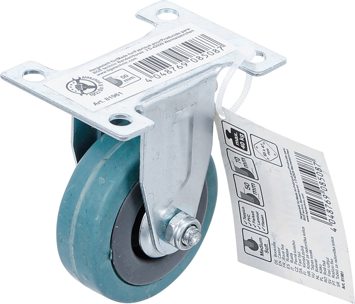 Фиксированное колесо | резина | с монтажной пластиной | Ø 50 mm