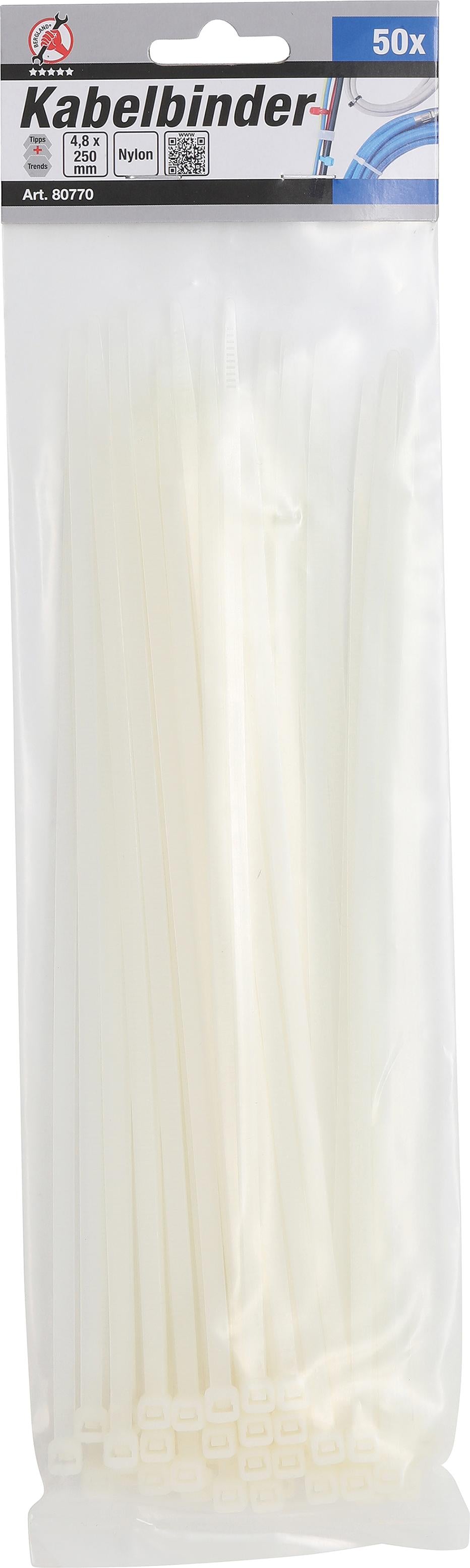 Suveržimo dirželių asortimentas | balti | 4,8 x 250 mm | 50 vnt.. (80770)