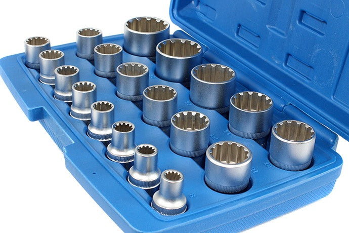 Daugiafunkcinių galvučių rinkinys Spline | 12,5 mm (1/2") | 8-32 mm | 19 vnt. (KR121019)