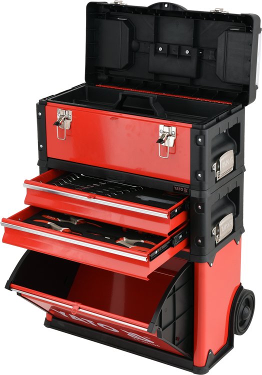 Dėžė įrankiams ant ratukų | metalinė | su įrankiais | 79 vnt. (YT-09104)