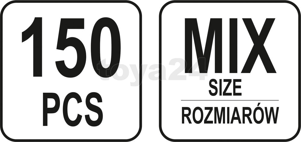 Uždarų veržlių/galvučių rinkinys | 150 vnt. (YT-06775)