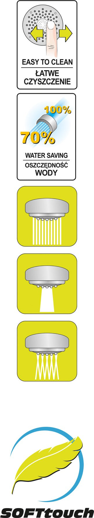 Dušo galvutė 3-jų funkcijų, juoda "Salto black" (75619)