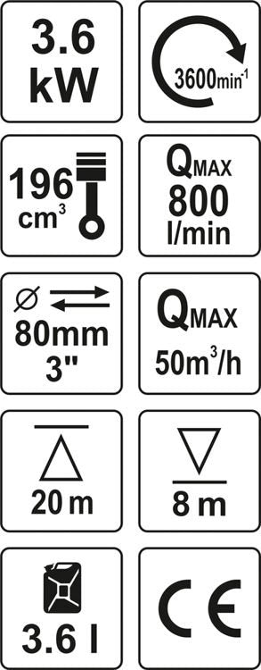 Benzininis vandens siurblys | 3" 5,9HP 60M3/h (YT-85402)