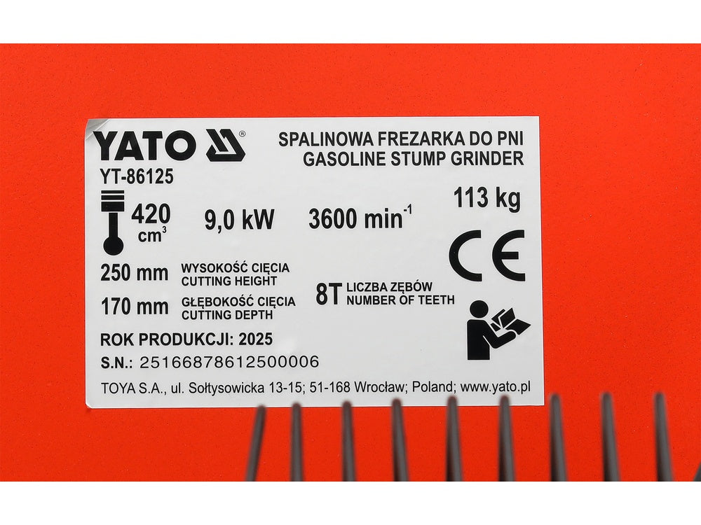 Benzinininės kelmų frezavimo staklės | 420 cm3 (YT-86125)