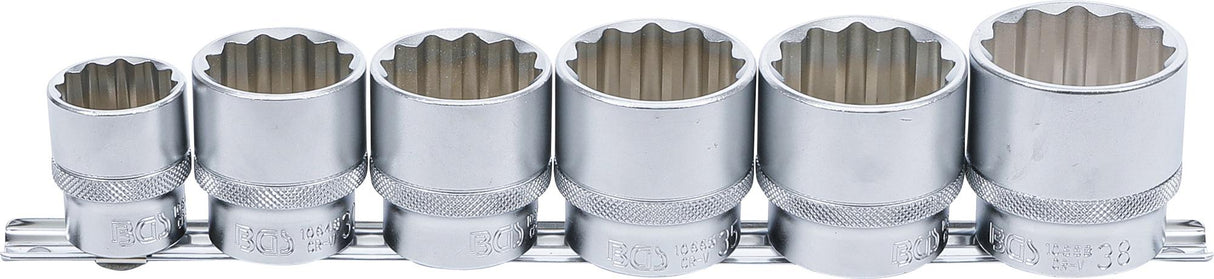 Galvučių rinkinys 12 kampų | 12,5 mm (1/2") | 24 - 38 mm | 6 vnt. (70102)