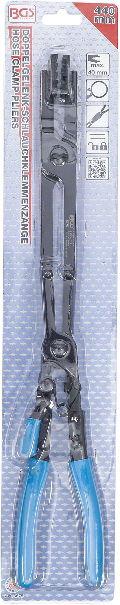 Replės įvairaus tipo žarnų sąvaržoms | dvigubas šarnyras | 0 - 50 mm | 430 mm (6675)