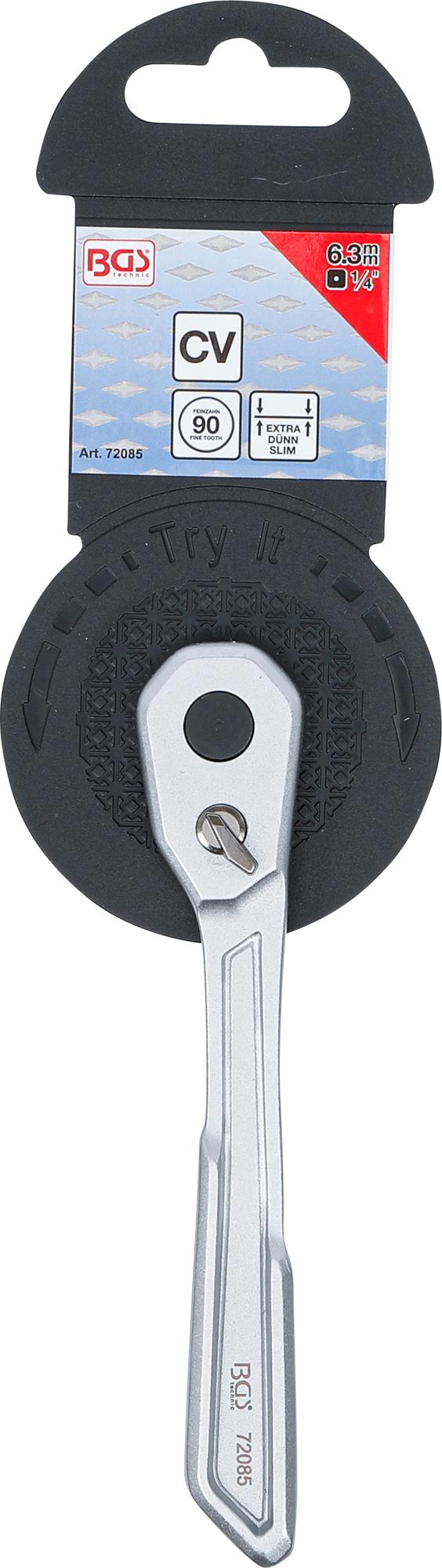 Rankena galvutėms terkšlinė | ypač plona | smulkūs dantukai | 6.3 mm (1/4") (72085)