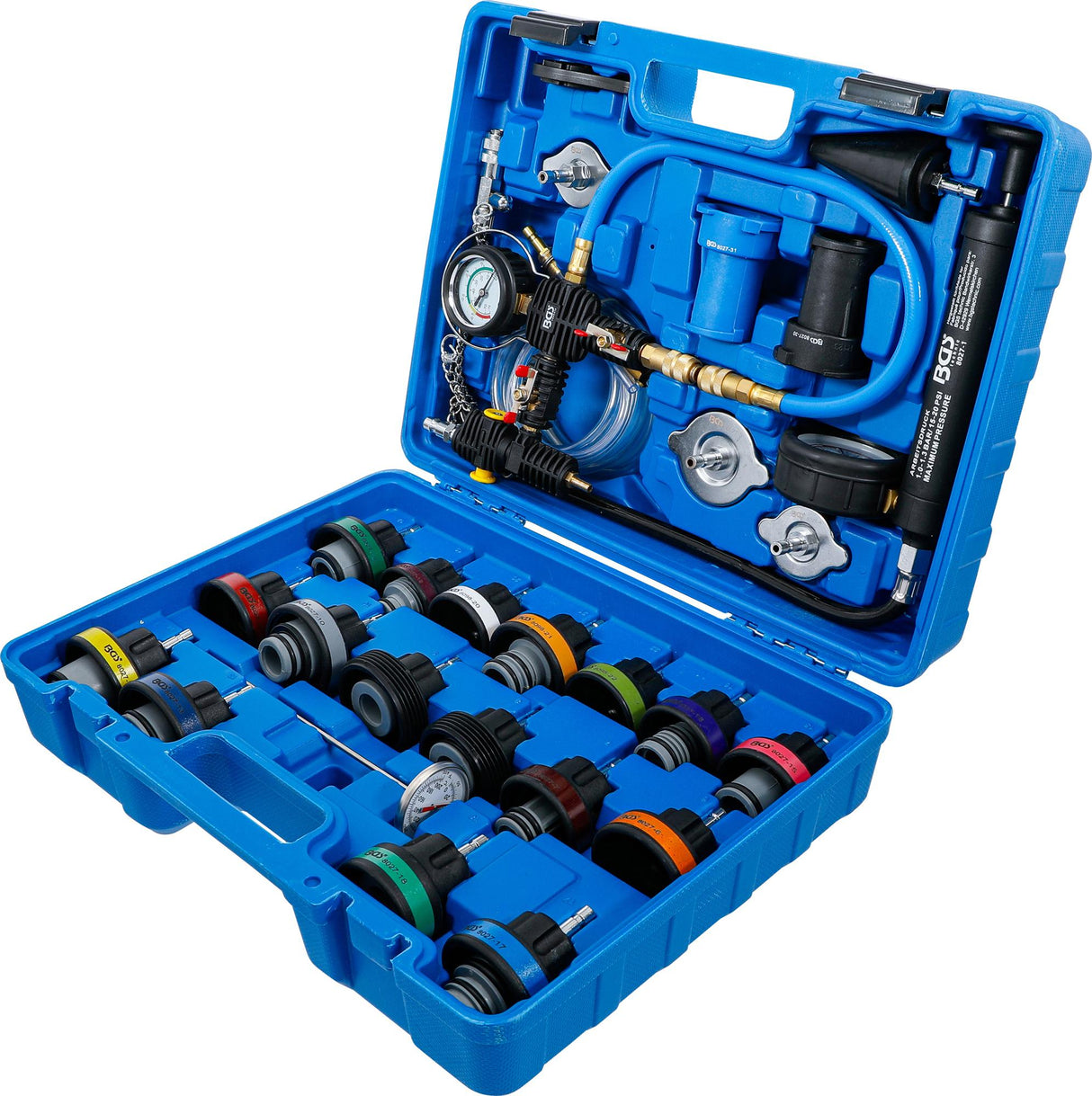 Radiatoriaus slėgio ir aušinimo sistemos testeris, su išpilstymo sistema | 28 vnt. (8098)