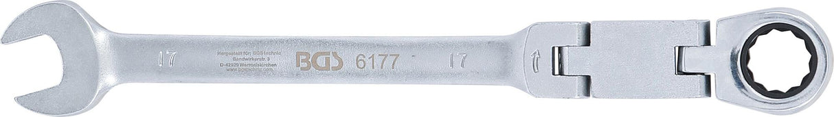 Kombinuotas raktas su terkšle | dvigubas šarnyras | 17 mm (6177)