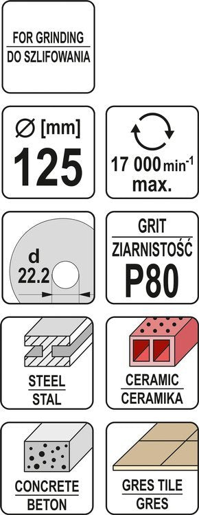 Šlifavimo diskas universalus | elastinis | P80 / 125 mm (YT-83265)