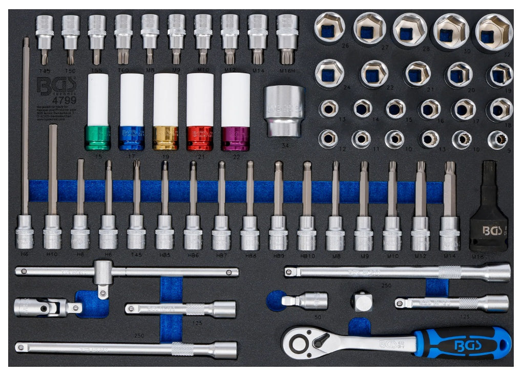 Tool case 3/3: sockets, bits, extensions, ratchet | 64 pcs (4799)