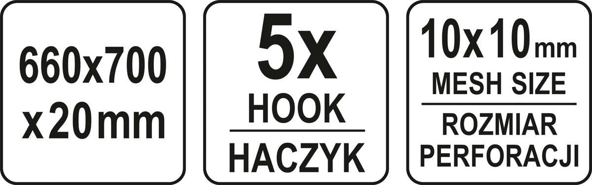 Perforuota plokštė dirbtuvių baldams | 66 x 70 x 2 cm (YT-08936)