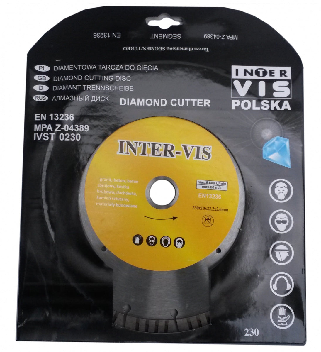 Deimantinis pjovimo diskas 230mm X 10X22.2X2.6, segment/turbo (ST0230)