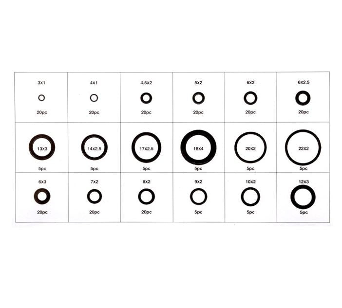 Manžetų rinkinys kondicionieriams HNBR | Ø 3 - 22 mm | 225 vnt. (8121)