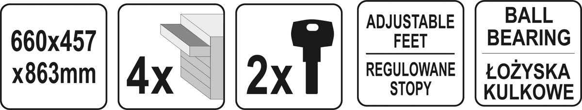 Spintelė dirbtuvėms | 4 stalčiai | 66 x 45.7 x 86.3 cm (YT-08933)