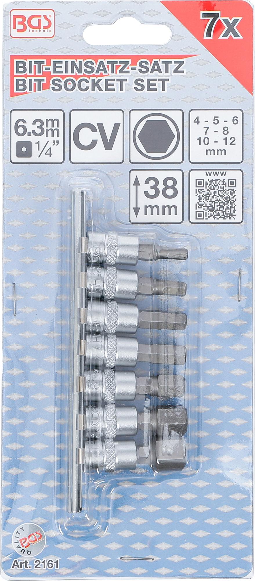 Įpresuotų antgalių rinkinys | 6.3 mm (1/4") | hex šešiakampis 4-12 mm | 7 vnt. (2161)