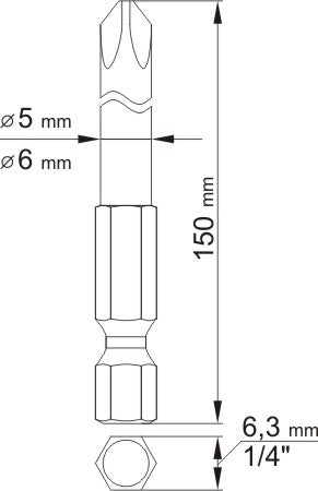Antgaliai kryžminiai 1/4", 2vnt, : PH1X150MM; PH2X150MM (YT-0489)