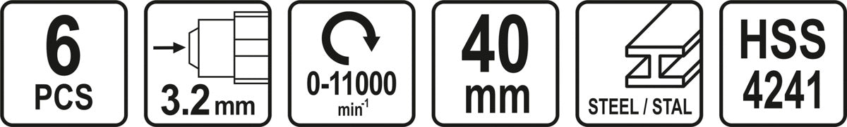 Šlifavimo antgalių rinkinys graveriui | HSS | 6 vnt. (25405)