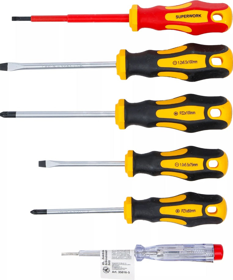 VDE elektriko / Atsuktuvų rinkinys | Plokšti / kryžminiai | 6 vnt. (35816)