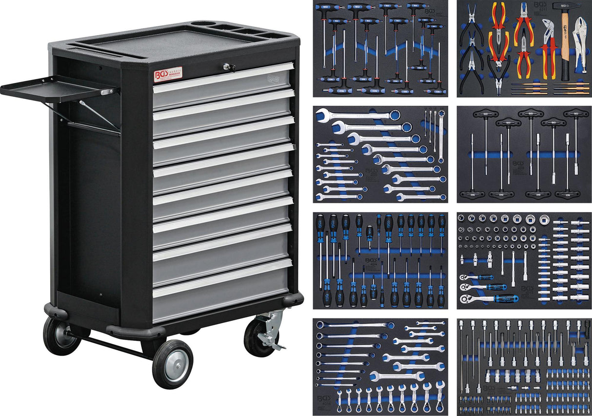 Įrankių spintelė su ratukais | 8 stalčiai | su 296 įrankiais (4050)