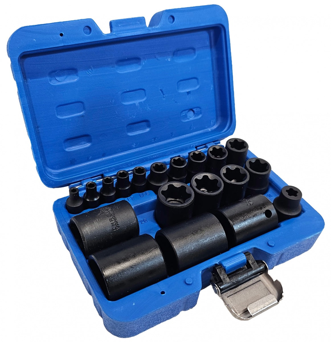 Smūginių galvučių rinkinys | E-Type Plus | 6,3 mm (1/4"), 10 mm (3/8"), 12,5 mm (1/2") | EP4 - EP32 | 19 vnt. (S11019)