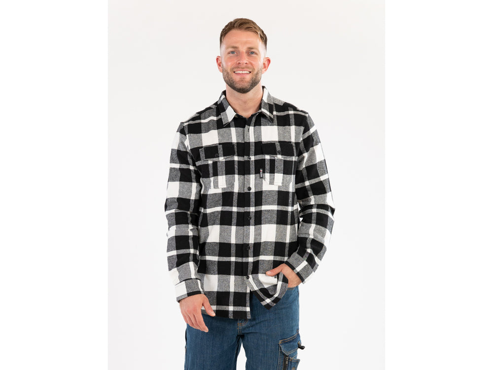 Flaneliniai marškiniai juoda/balta | 100% medvilnė | 2XL dydis (YT-78816)