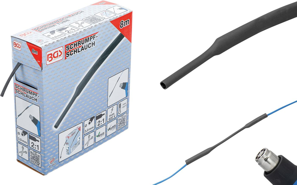 Termoizoliacinė žarnelė (kembrikas) juoda | dėžutė | Ø 3.2 mm | 10 m (6923)