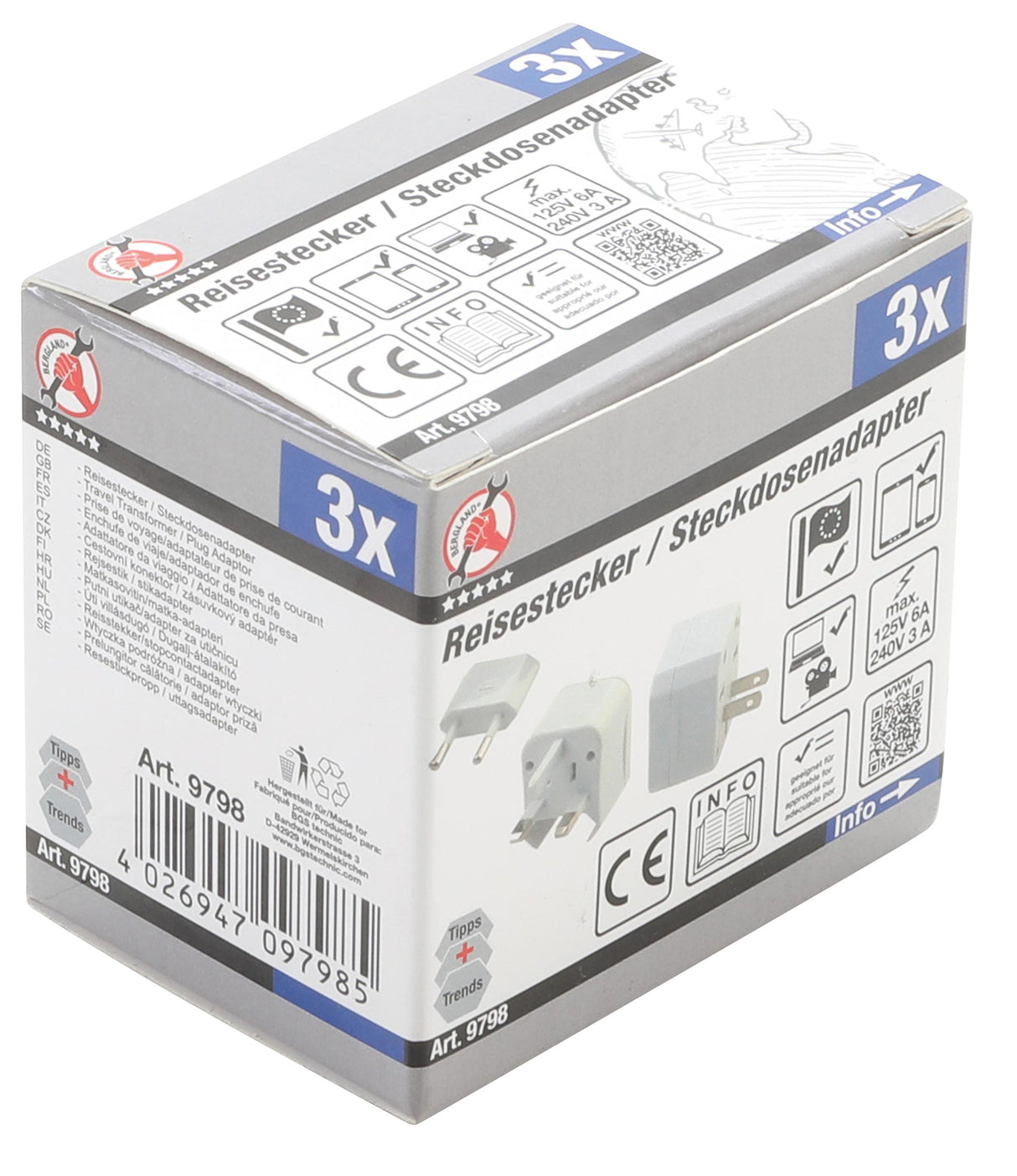 Kelioniniai kištukiniai adapteriai | 3 vnt. (9798)