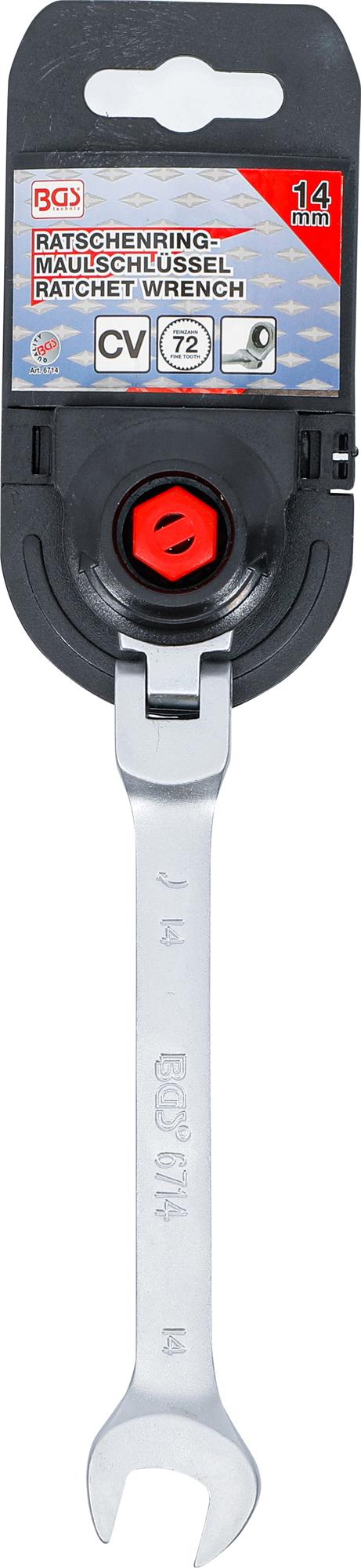 Комбинированный ключ с трещоткой | шарнирный | 14 mm