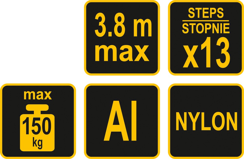 Kopėčios aliuminės teleskopinės | 13 laiptelių | 3.8 m (17701)