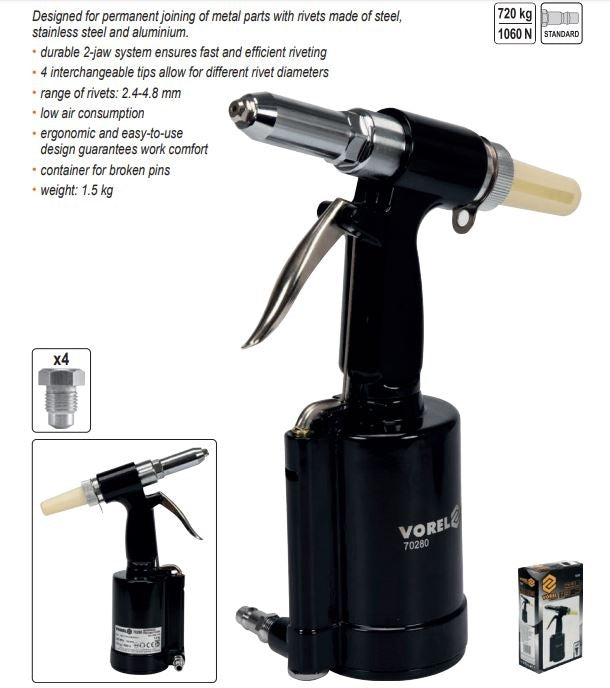 Kniediklis pneumatinis | 2,4 - 4,8 mm (70280)