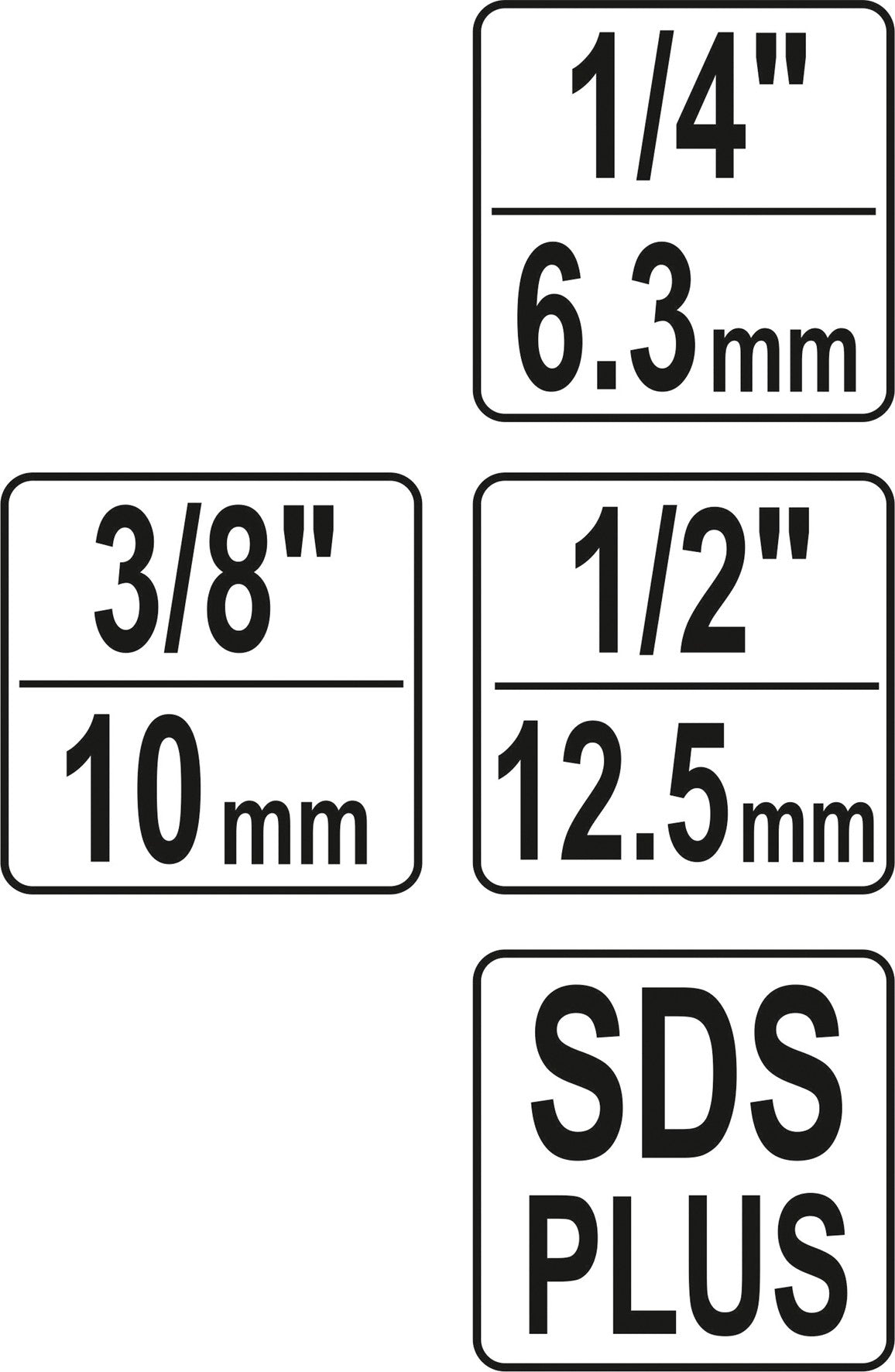 Набор адаптеров | SDS - внешние квадраты 6,3 mm (1/4"), 10 mm (3/8"), 12,5 mm (1/2") | 3 шт.