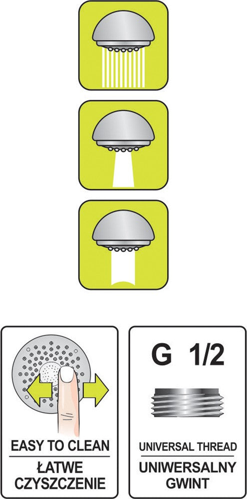 Dušo galvutė 3-jų funkcijų, chromuota, "Tugela" (75629)