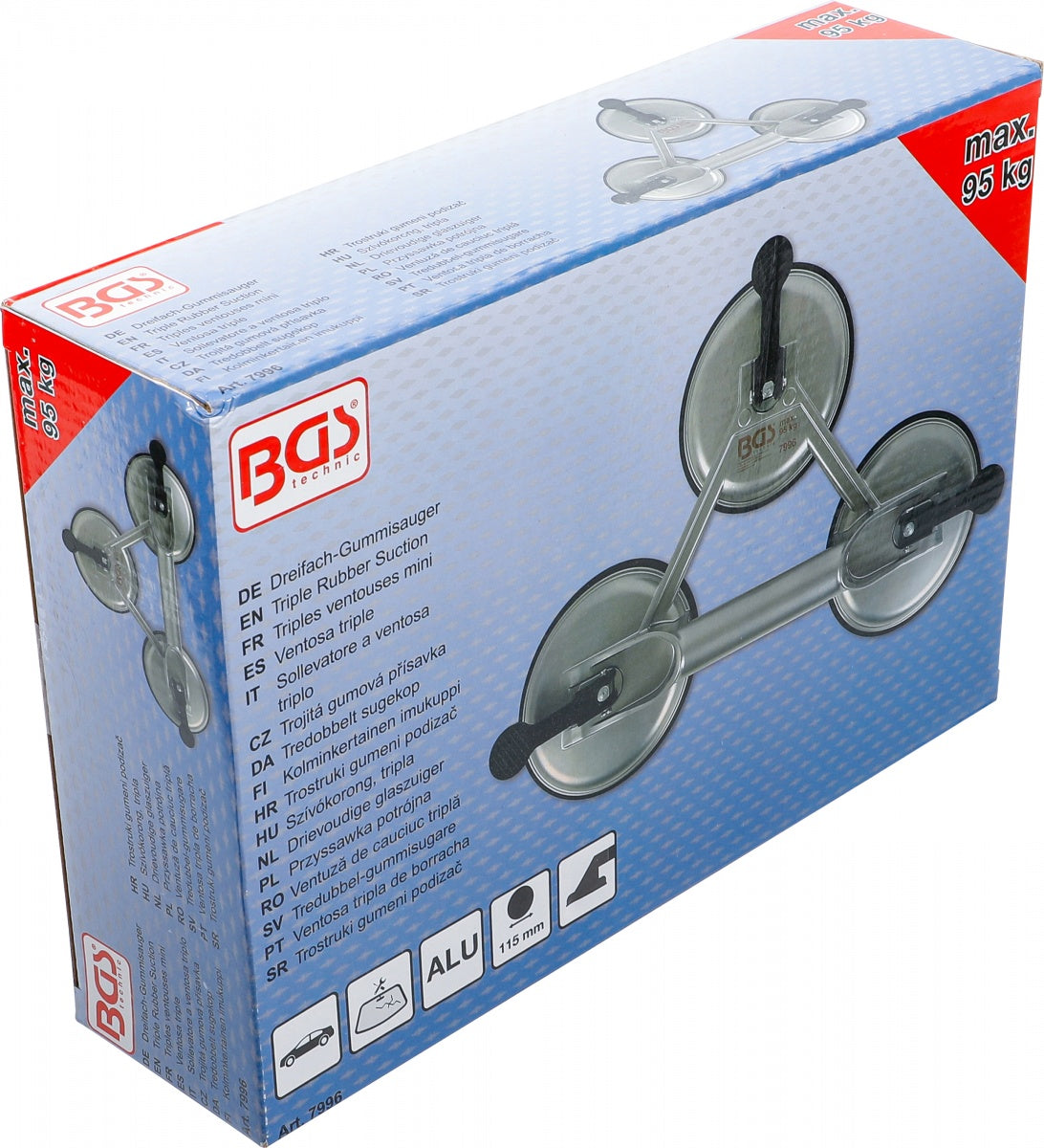 Trigubas prisisiurbiantis kėliklis | aliuminis | Ø 115 mm (7996)