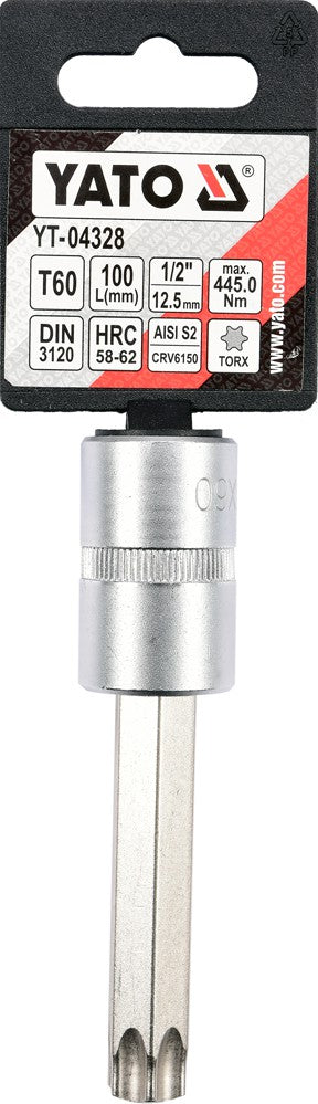 Antgalis įpresuotas į galvutę 1/2", S2, 100 mm, T60 (YT-04328)